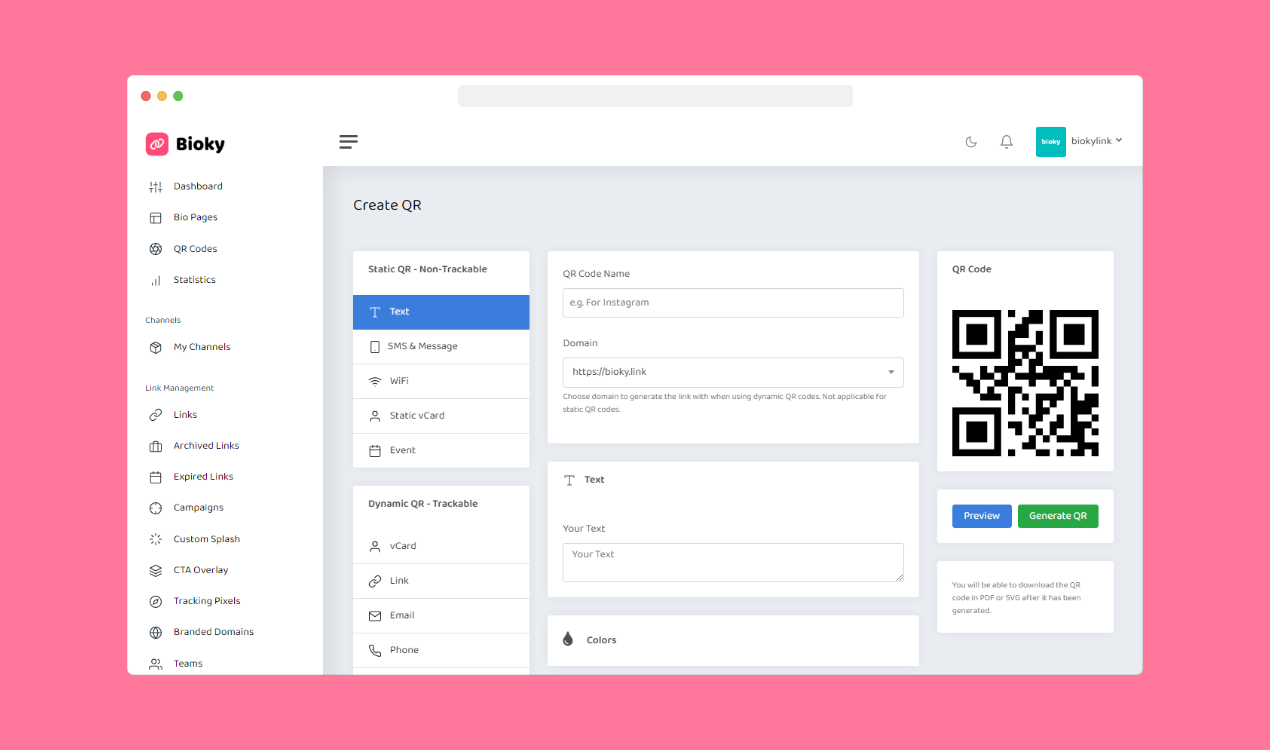 screenshot of Bioky Link